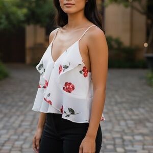 Sabo Skirt Floral White and Red Women's Top